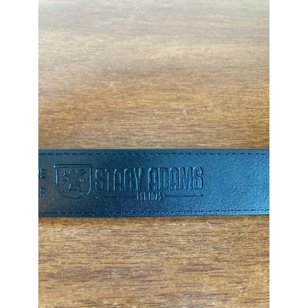 Stacy Adams Men's S 44 Tan Leather Webster Diamond‎ Embossed Belt Silver Buckle